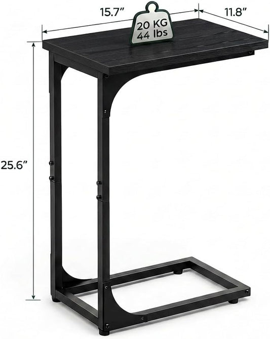 TEMI C Shaped End Table for Couch - Small Side Table and TV Tray for Eating or Laptop