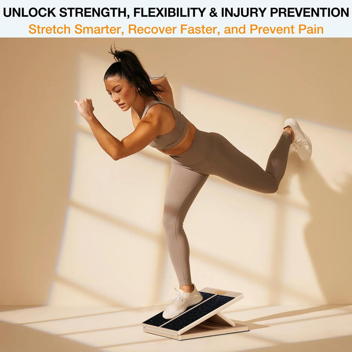 TEMI Slant Board for Calf-Stretching - Wooden Incline Wedge Stretcher for Squats