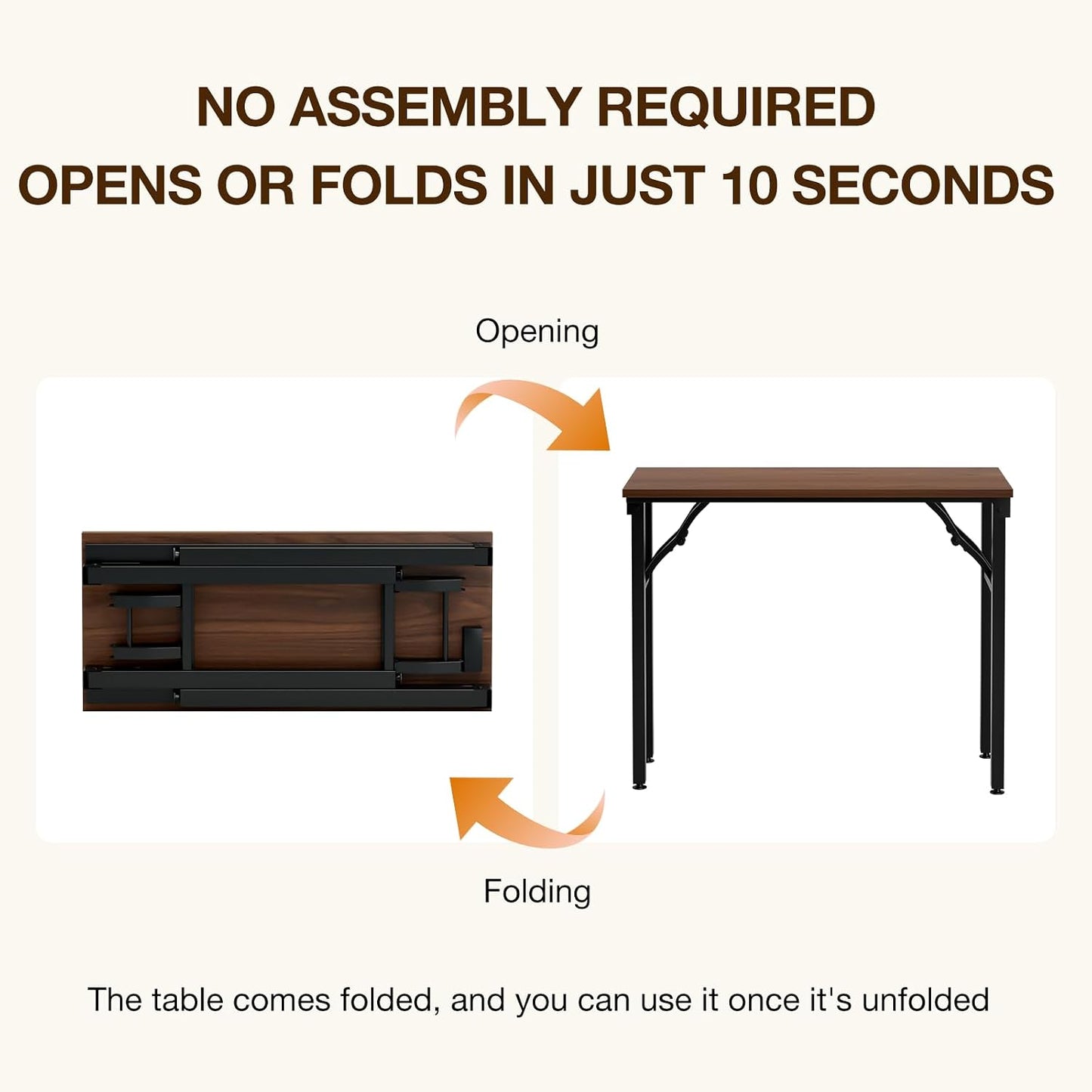 TEMI Small Computer Desk Folding Table - 35.8" Foldable Office Desk