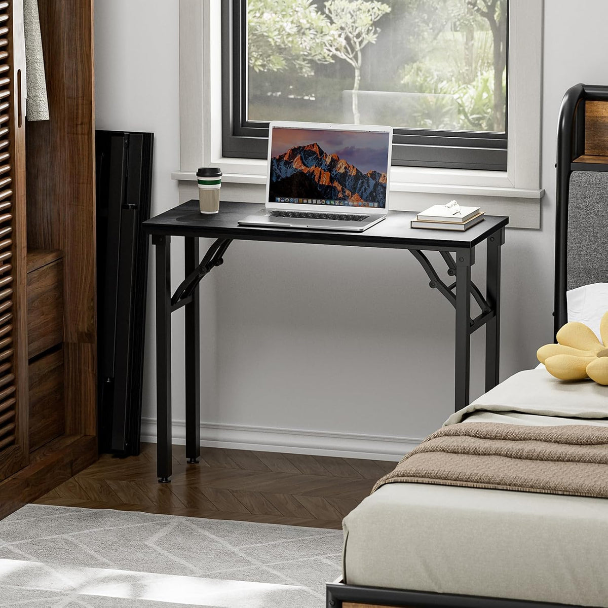 TEMI Small Computer Desk Folding Table - 35.8" Foldable Office Desk
