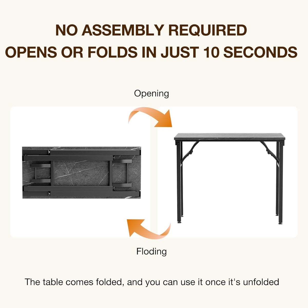TEMI Small Computer Desk Folding Table - 35.8" Foldable Office Desk