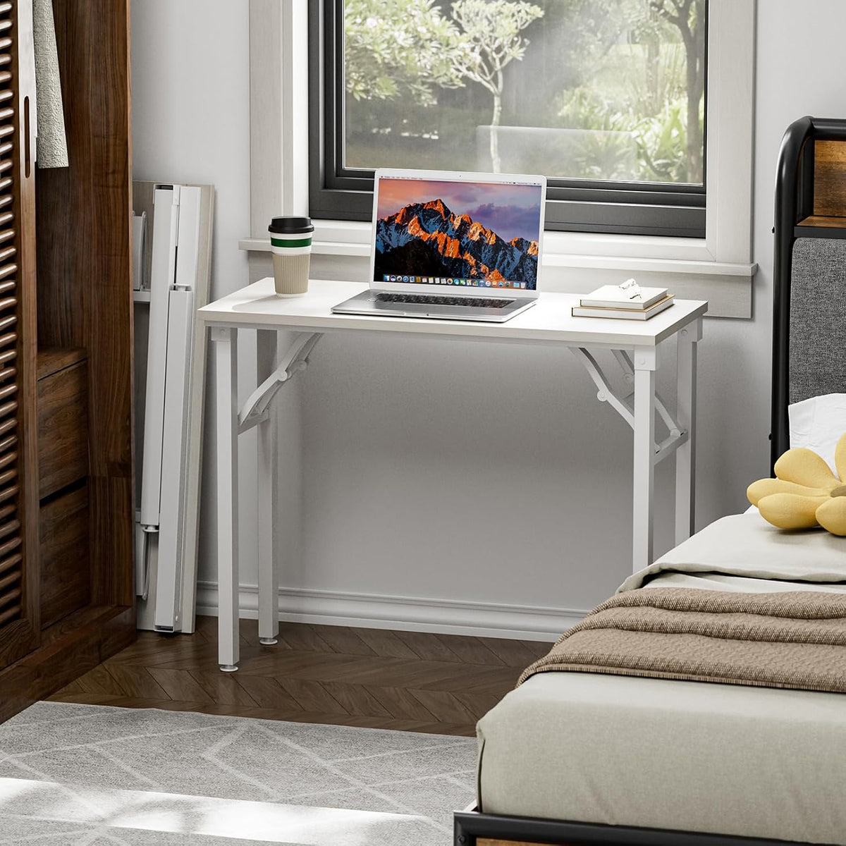 TEMI Small Computer Desk Folding Table - 35.8" Foldable Office Desk