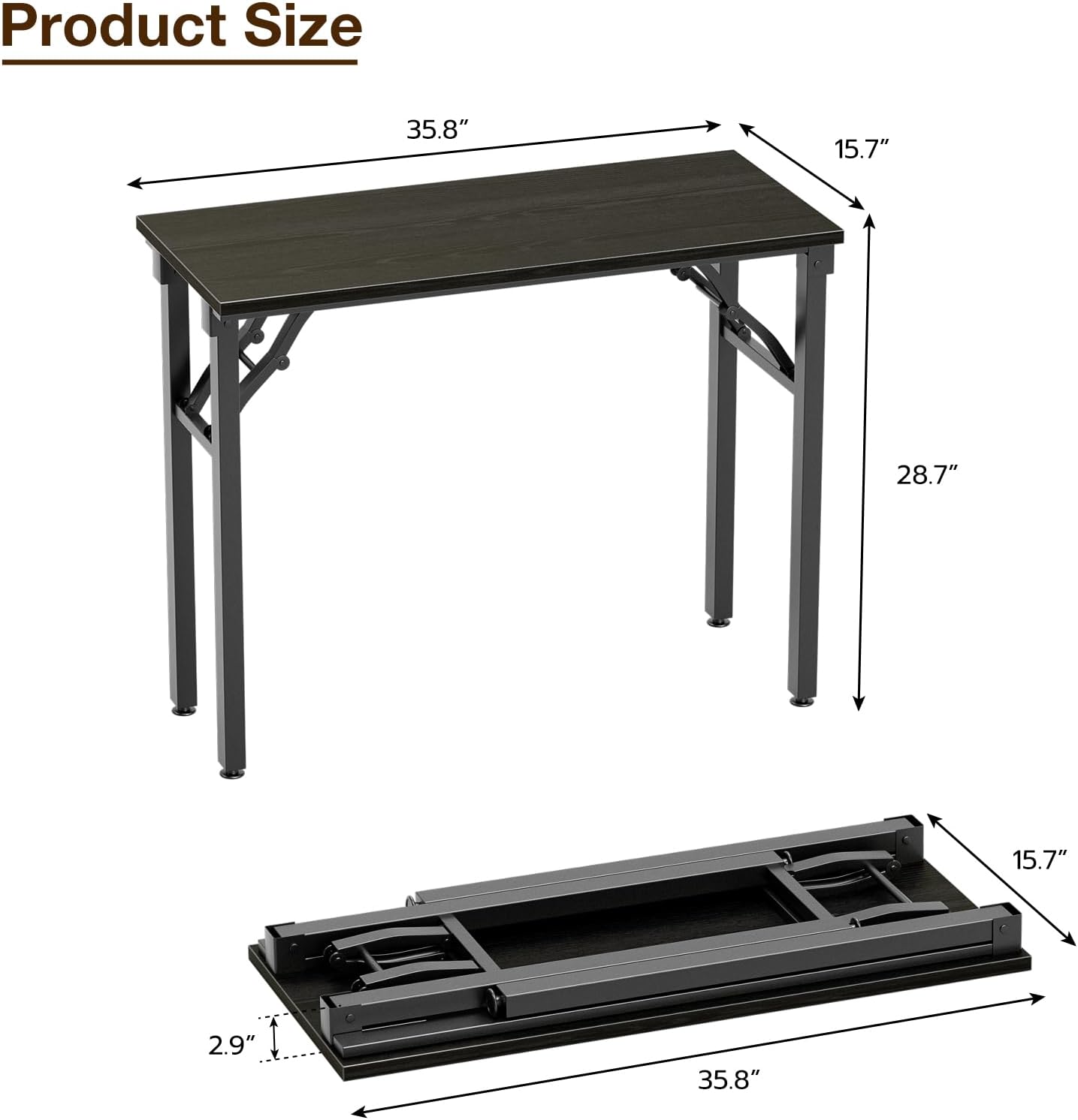 TEMI Small Computer Desk Folding Table - 35.8" Foldable Office Desk