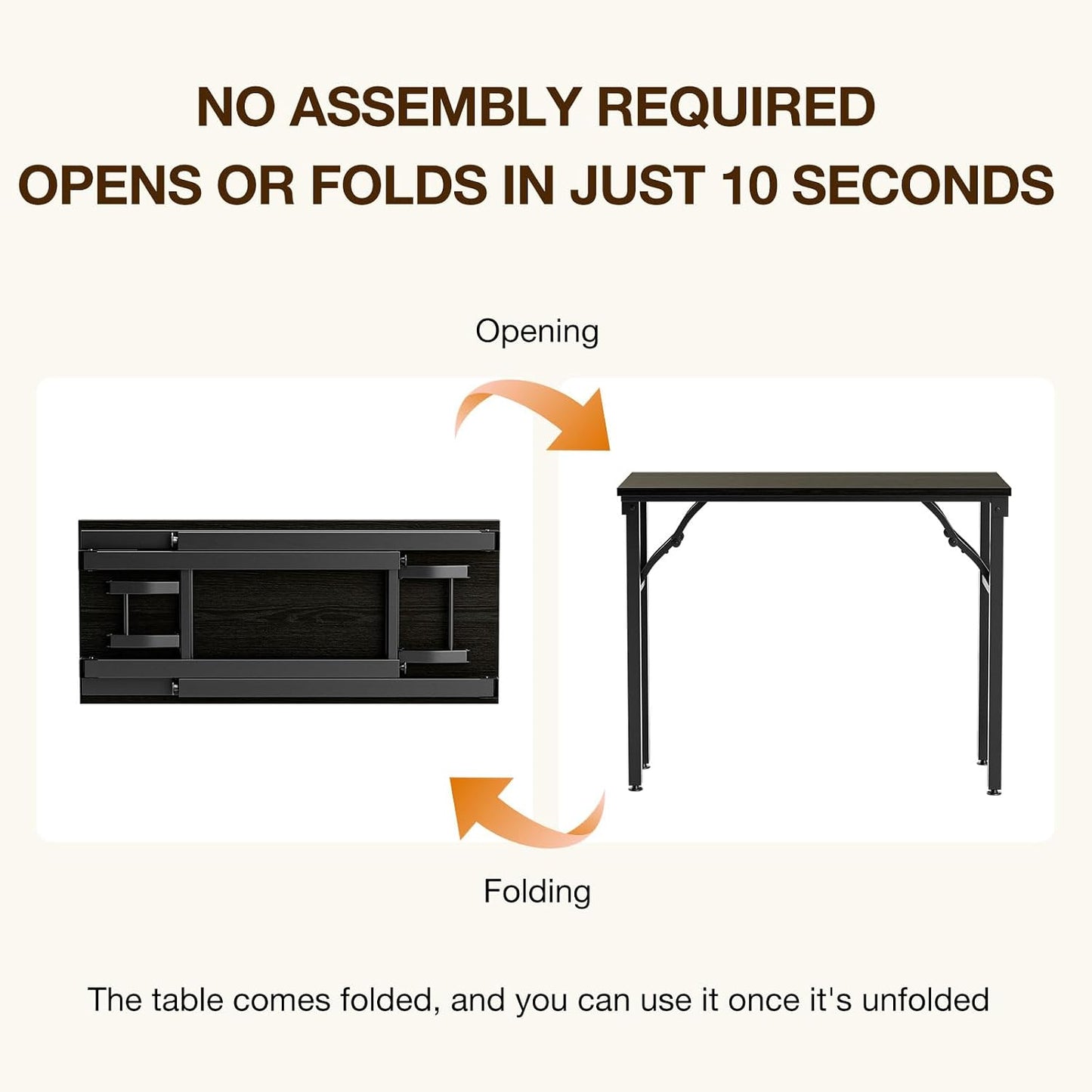 TEMI Small Computer Desk Folding Table - 35.8" Foldable Office Desk