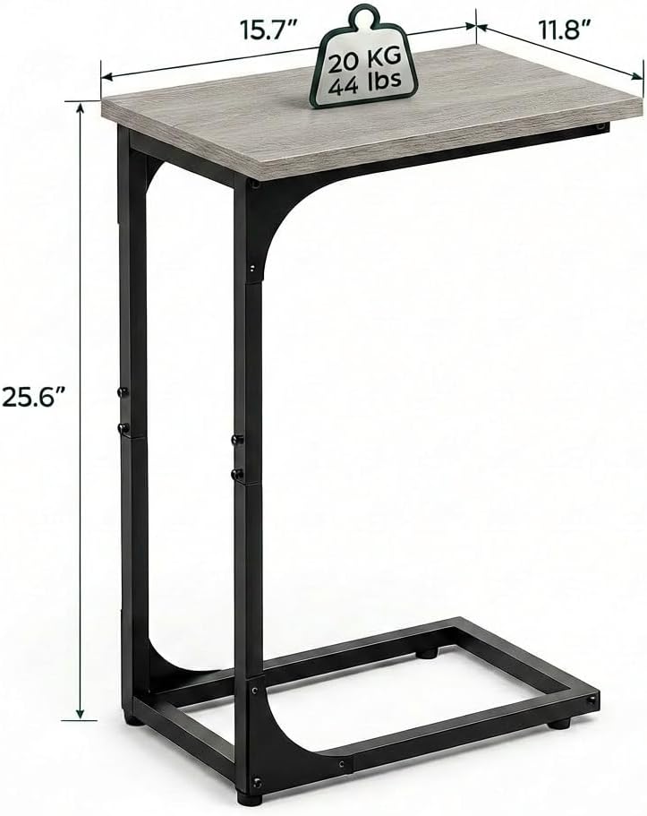 TEMI C Shaped End Table for Couch - Small Side Table and TV Tray for Eating or Laptop