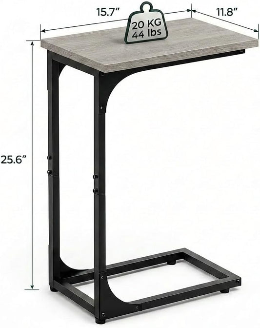 TEMI C Shaped End Table for Couch - Small Side Table and TV Tray for Eating or Laptop
