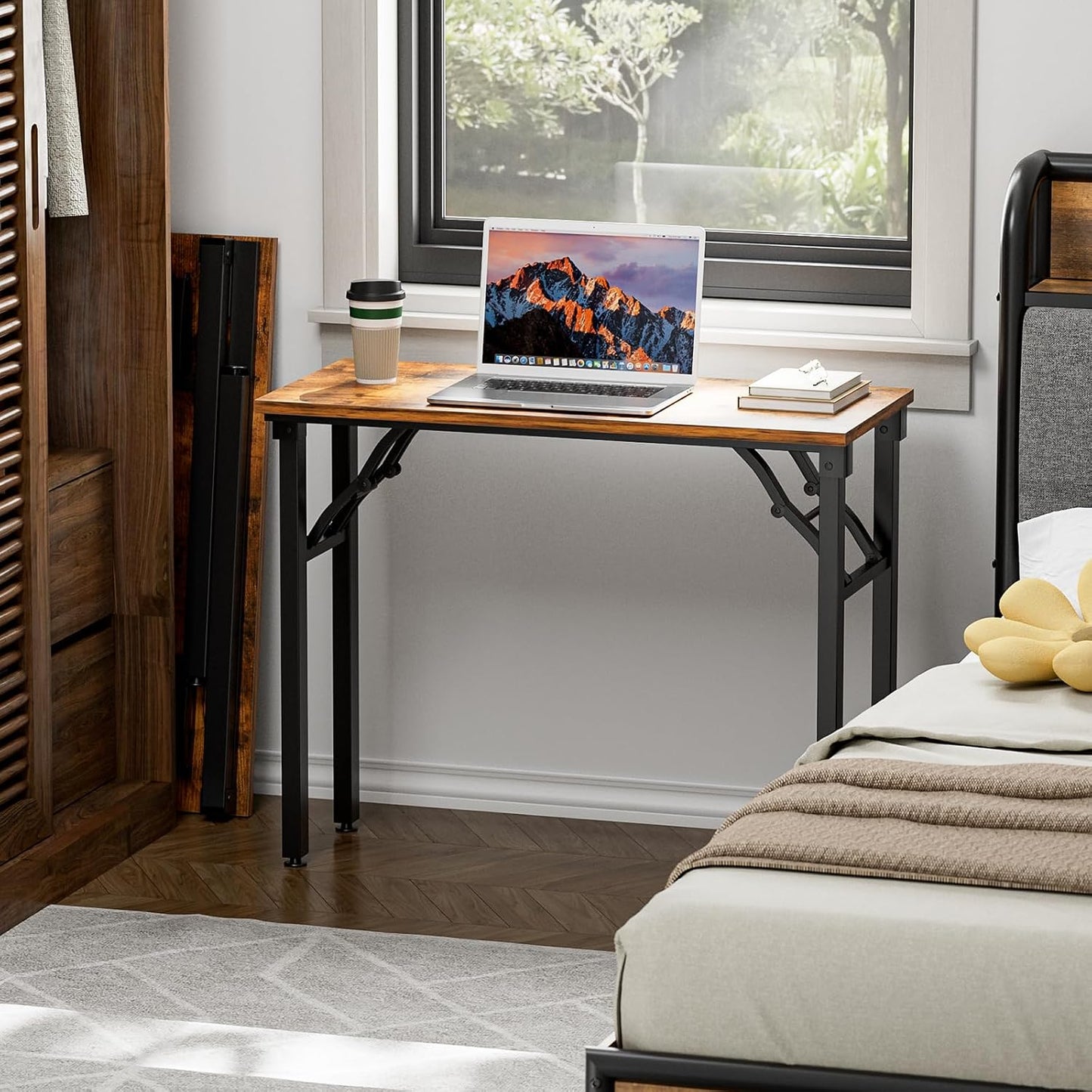 TEMI Small Computer Desk Folding Table - 35.8" Foldable Office Desk