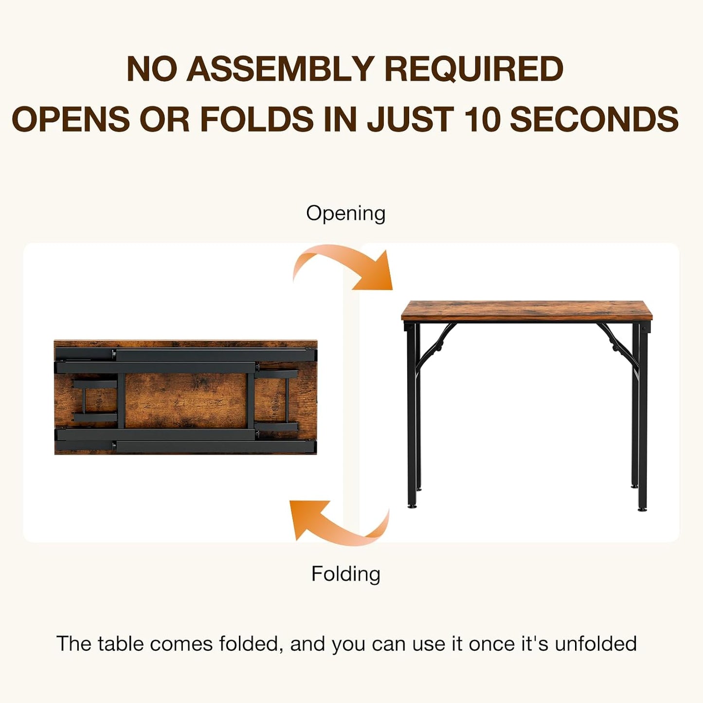TEMI Small Computer Desk Folding Table - 35.8" Foldable Office Desk